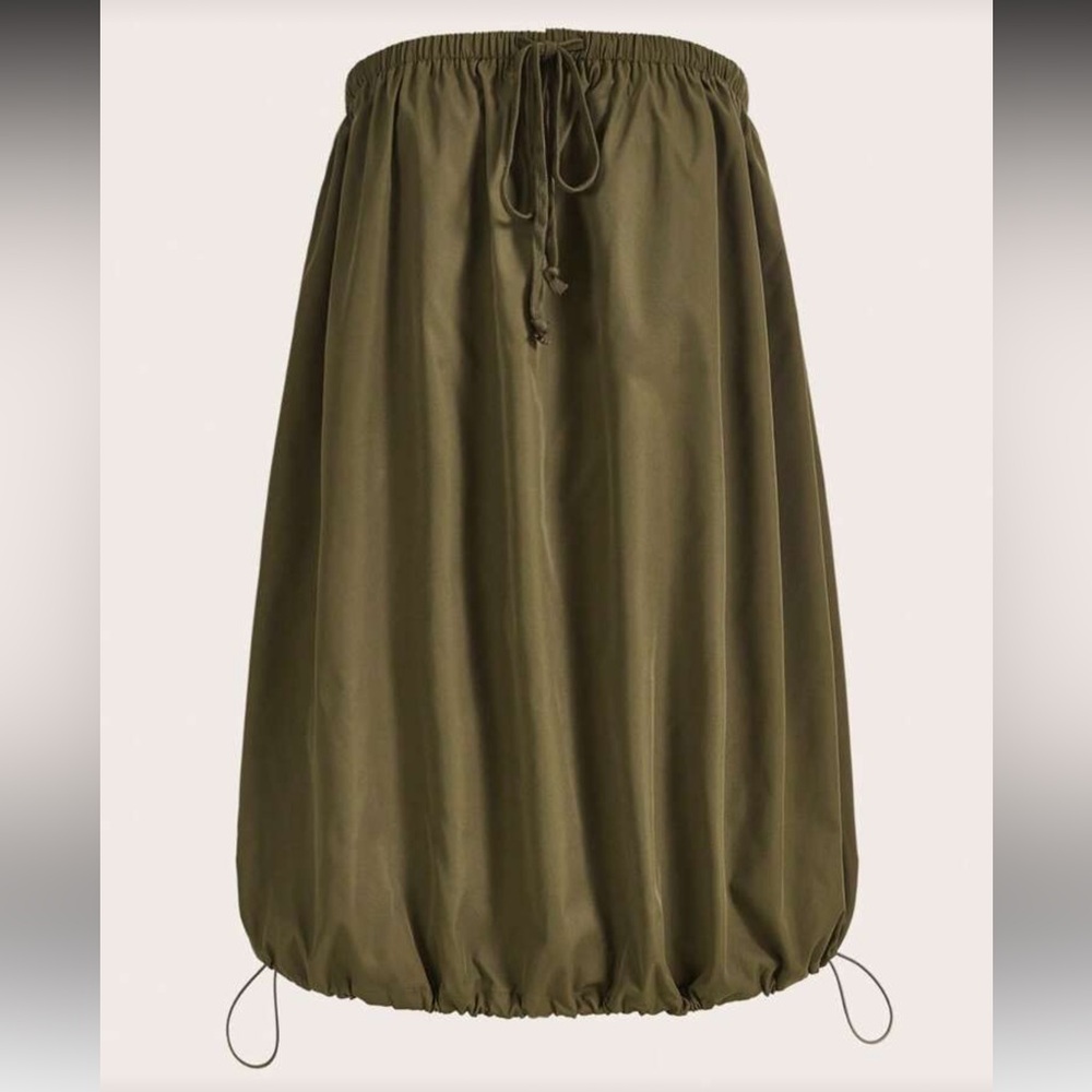 SHEINNEU Olive Green Women's Tube Skirt Dress